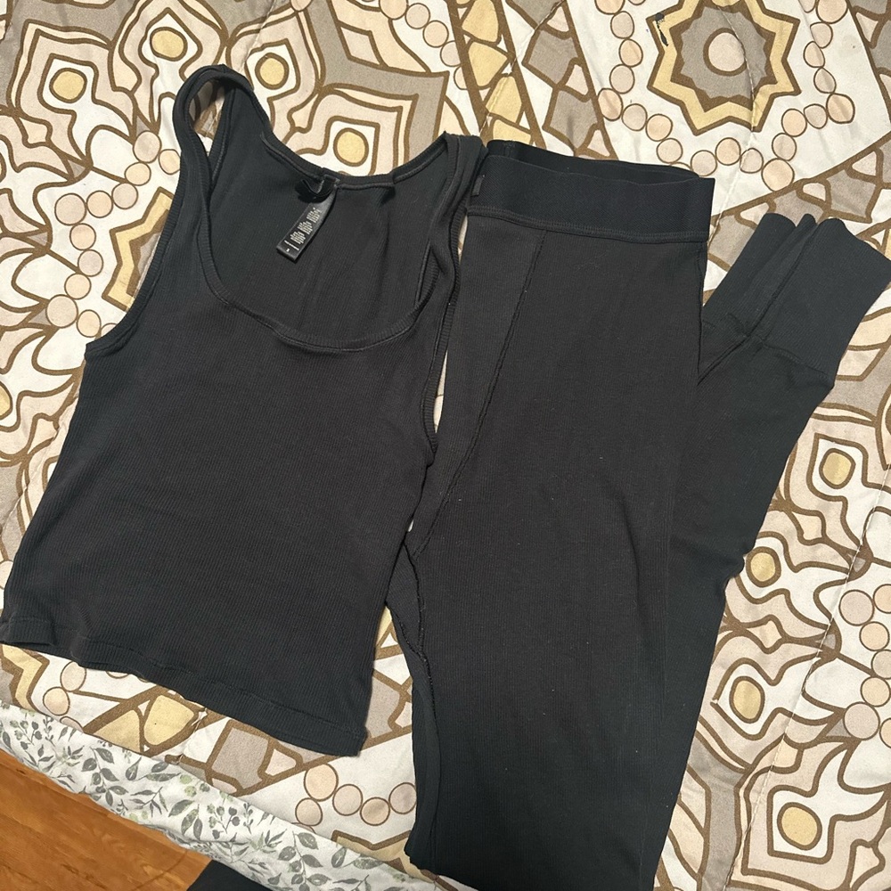 SKIMS Black Tank and Leggings Set